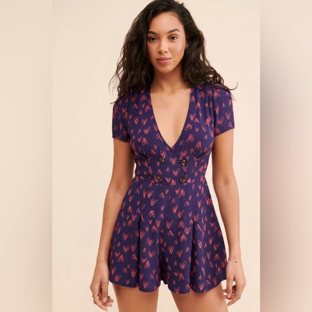 Urban Outfitters Juliette Printed Short Sleeve Romper